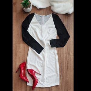 Black & White Long Sleeve Fitted  Above The Knee Women's Dress Size Small  (EUC)